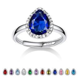 Bestyle Frauen Mondstein Ring Silber 925 Saphir Modeschmuck Ring mit Blau Stein Verstellbarer Damenring Kristall Verlobungsring von Bestyle