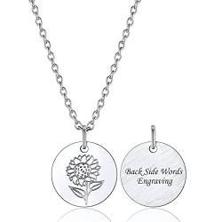 Bestyle Geburtsmonat Halskette mit Blume Anhänger Sonnenblume Personalisiertes Geburtstag Geschenk für Frauen Herren von Bestyle