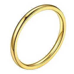 Bestyle Goldring Herren Damen Partnerringe Edelstahl 2mm Verlobungsring Paar Ehering Trauring Freundschaftsringe Ringgröße 57 Geschenk für Geburtstag Weihnachten von Bestyle