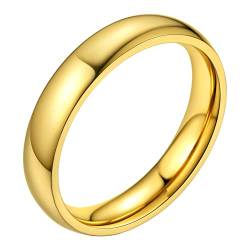 Bestyle Goldring Herren Damen Partnerringe Edelstahl 4mm Verlobungsring Paar Ehering Trauring Freundschaftsringe Ringgröße 57 Geschenk für Geburtstag Weihnachten von Bestyle