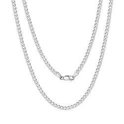 Bestyle Halskette Damen Silber 925 kubanische Kette Breite 3mm Cuban Links Chain Länge 56cm Panzerkette Geschenke für Männer von Bestyle