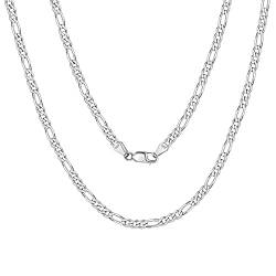 Bestyle Halskette Herren Damen Klassische Figaro Kette Jungen Panzerkette 925 Sterling Silber Hip Hop Chain Gliederkette 3mm Breit 46cm lang von Bestyle