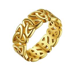 Bestyle Keltisch Trinity Knoten Ring Edelsthal Breiter Damenring zum Geburtstag Valentinstag Weihnachten Verlobungsring Antragsring Trauring Hochzeit Jahrestag Gold 54 von Bestyle