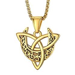 Bestyle Ketten für Damen Herren Edelstahl Halbmond Viel Glück Irisch Wikinger Halskette Dreifach Mond Gottheit Schmuck | Gold von Bestyle