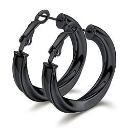 Bestyle Klappcreolen Edelstahl 40mm Damen Ohrringe Klein Huggie Kreolen Hoop Klappcreolen Ohrschmuck Schwarz Aesthetic Accessoires von Bestyle