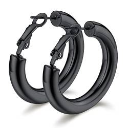 Bestyle Ohrringe für Damen Edelstahl Creolen 40MM Helix Piercings Schwarz Hoop Earrings Hypoallergen Ohrschmuck Geburtstagsgeschenk von Bestyle