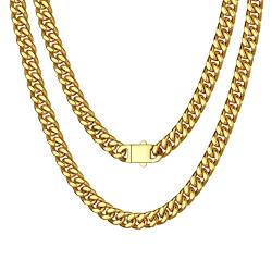 Bestyle Panzerkette Herren Gold 7mm Kubanische Gliederkette Edelstahl Hip Hop Halskette Jungen Teenager Rapper Schmuck Kettenlänge 66cm von Bestyle