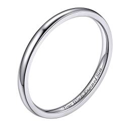 Bestyle Ring Damen Herren Edelstahl Verlobungsringe mit Gravur 2mm Ehering Partnerringe Größe 57 Silber Personalisiertes Geschenk für Geburtstag Weihnachten Valentinstag von Bestyle