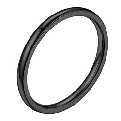 Bestyle Ring Schwarz Herren 2mm Partnerring Edelstahl Damen Frauen Verlobungsringe Ehering Hochzeitsringe Ringgröße 64 Modeschmuck für Geburtstag Weihnachten von Bestyle