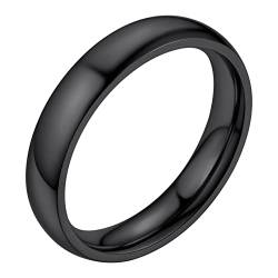 Bestyle Ring Schwarz Herren 4mm Partnerring Edelstahl Damen Frauen Verlobungsringe Ehering Hochzeitsringe Ringgröße 60 Modeschmuck für Geburtstag Weihnachten von Bestyle