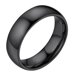 Bestyle Ring Schwarz Herren 6mm Partnerring Edelstahl Damen Frauen Verlobungsringe Ehering Hochzeitsringe Ringgröße 60 Modeschmuck für Geburtstag Weihnachten von Bestyle