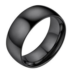 Bestyle Ring Schwarz Herren 8mm Partnerring Edelstahl Damen Frauen Verlobungsringe Ehering Hochzeitsringe Ringgröße 62 Modeschmuck für Geburtstag Weihnachten von Bestyle