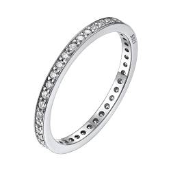 Bestyle Ring Silber 925 Damen Ewigkeitsringe mit weißem Zirkonia 1,2 mm breit Kristall Ring Eheringe TrauringeGröße 57 von Bestyle