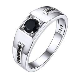 Bestyle Ringe Herren Billige Verlobungsring Silber 925 Damen AAA+ Zirkonia Ehering Partnerringe Kristall Ring Antragsring Edelsteinen Schwarz 62 von Bestyle