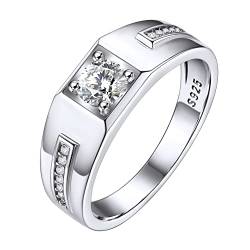 Bestyle Ringe Herren Billige Verlobungsring Sterling Silber S925 AAA+ Zirkonia Ehering Damen Partnerringe Kristall Ring Antragsring Edelsteinen Weiß 59 von Bestyle