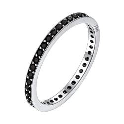 Bestyle Ringe für Damen Ewigkeitsringe Vorsteckring Schmal Silber 925 Zirkonia 1,2mm Verlobungsringe Eheringe Trauringe Kristall Ring Größe 48 von Bestyle