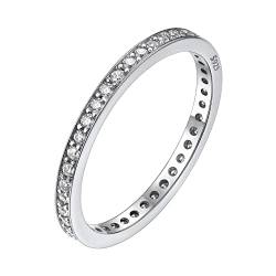 Bestyle Verlobungsring Damen mit weißem Zirkonia 1,2 mm breit Ewigkeitsringe Kristall Ring Eheringe Trauringe Größe 54 von Bestyle