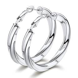 Bestyle große Creolen Silber Hoop Ohrringe 60MM Earrings men Rund Ohrschmuck Edelstahl Kreis Endless Klappcreolen Hypoallergen Aesthetic Accessoires von Bestyle