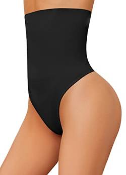 Damen Miederslip Shapewear Tanga Unterwäsche Stark Formend Bauch Weg Miederhose Miederpants Unterhose Shaping Body Shaper,Schwarz,L von Betaven