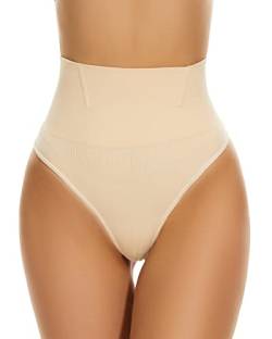 Miederhose für Damen Shapewear Tanga Miederslip Unterwäsche Stark Formend Bauch Weg Miederpants Unterhose Shaping Body Shaper,Beige,M von Betaven