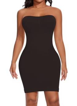 Miederkleid Leicht Formend Damen Unterkleid Shapewear mit Trägern Bauch Weg Figurformendes Unterröcke Formkleid,Schwarz,XL von Betaven