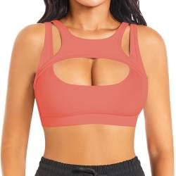 Push-up Sport-BH für Frauen Sexy Hollow Crop Tops mit abnehmbaren Cups Yoga Workout Running Medium Support Bra, Helles Rosa, L von Betaven