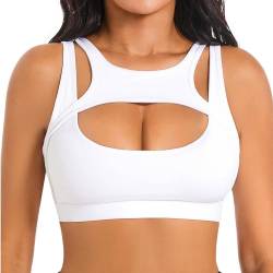 Betaven Push-up Sport-BH für Frauen Sexy Hollow Crop Tops mit abnehmbaren Cups Yoga Workout Running Medium Support Bra,Weiß,S von Betaven