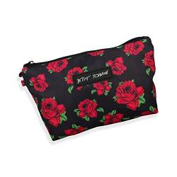 Betsey Johnson 8.5 Inch Zipper Cosmetic Pouch Small Toiletry Bag Lightweight Durable Polyester Organizer with Inner Zipped Pocket Good For Makeup Accessories and Travel Needs (Covered Rose) von Betsey Johnson