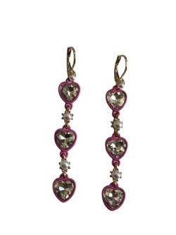 Betsey Johnson One Love XOXO Pink and Gold Tone Crystal Drop Heart Earrings Great Valentine's Day Gift Idea Birthday Present New Year XMAS GIFTS von Betsey Johnson