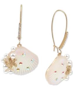 Betsey Johnson Women's Drop Shell with pearls & starfish earrings von Betsey Johnson