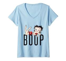 Damen Betty Boop Liegend Wink T-Shirt mit V-Ausschnitt von Betty Boop