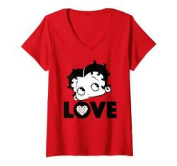 Damen Betty Boop Love Face Tupfenherz T-Shirt mit V-Ausschnitt von Betty Boop