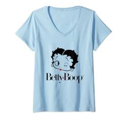 Damen Betty Boop Zwinker mit rotem Herz T-Shirt mit V-Ausschnitt von Betty Boop