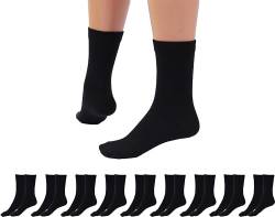 Betz 10 Paar Socken Damen und Herren – Baumwolle mit Komfortbund ohne drückende Naht – Classic – Größen 35 – 38 Farbe Schwarz von Betz