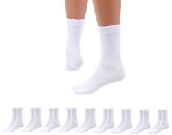 Betz 10 Paar Socken Damen und Herren – Baumwolle mit Komfortbund ohne drückende Naht – Classic – Größen 43 – 46 Farbe Weiß von Betz