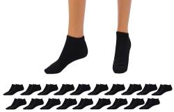 Betz 20 Paar Sneaker Socken Damen und Herren - Füßlinge – Kurze Socken - Baumwolle mit Komfortbund ohne drückende Naht – Classic – Größen 35 – 38 Farbe Schwarz von Betz