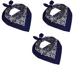 Betz 3 er Pack Nickituch Bandana Kopftuch Halstuch klassischem Paisleymuster Größe 55 x 55cm 100% Baumwolle Farbe: marine von Betz