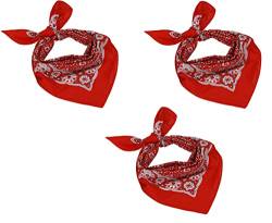 Betz 3 er Pack Nickituch Bandana Kopftuch Halstuch klassischem Paisleymuster Größe 55 x 55cm 100% Baumwolle Farbe: rot von Betz
