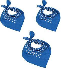 Betz 3er Pack XL Nickituch Bandana Kopftuch Halstuch Punktemuster Größe ca. 60 x 60 cm 100% Baumwolle Farbe hellblau von Betz