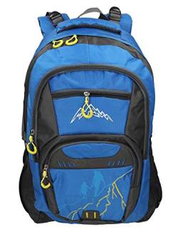 Betz Rucksack Damen Herren Reise und Wanderrucksack Camping Freizeitrucksack München 4 Taschen Volumen 37 Liter Farbe blau von Betz