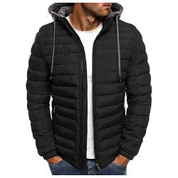 Beudylihy Herren Jacken Steppjacke Winter Warm Langarm Funktionsjacke Daunenjacke Schwarz Thermojacke Daunen Pufferjacke Übergangsjacke Winterjacken Softshelljacke Quilted-Jacke mit Kapuzen von Beudylihy