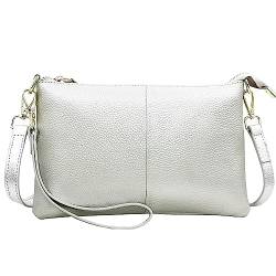 Beurlike Leder Wristlet Brieftasche Clutch Geldbörsen Für Frauen Kleine Crossbody Telefon Taschen, silber von Beurlike