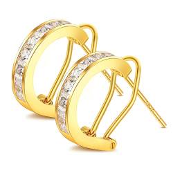 Beutirer Silber Gold Creolen Ohrringe Damen 18K Vergoldet, 925 Sterling Silber Ohrringe mit 5A Zirkonias, 15mm Ohrringe Creolen für Frauen, Geburtstag Jahrestag Geschenk für Mutter Frau Schwester von Beutirer