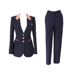 2-teiliges Set Damen Professioneller Anzug Damen Herbst Neues Temperament OL Slim Einfarbig Anzug Jacke Hose Freizeitkleid Zweiteilig von Bewellan