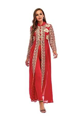 Abaya Dubai Muslimische Sets Kleid Kaftan Türkische Islamische Kleidung Abayas Afrikanische Kleider für Frauen Robe Ensemble Musulmane Rot M von Bewellan