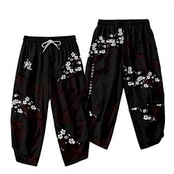 Japanischer Stil Kimono Hosen Set Herren Cosplay Traditionelle Thai Haremshose Harajuku Streetwear Vintage Herren Hose G00015-pants 6XL von Bewellan