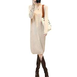 V-Ausschnitt Weiche Damen Kaschmir und Wolle Pullover Herbst/Winter Strickkleider Damen Beige XL von Bewellan