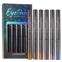 Glitzernder Eyeliner | 6 farbige, glänzende, wasserfeste farbige Eyeliner mit langer Haltbarkeit | Glitzer-Eyeliner für Frauen und Mädchen, farbiger flüssiger Eyeliner, Eyeliner-Set Bexdug von Bexdug