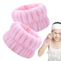 Hautpflege-Armbänder | 2 Stück saugfähige Korallenvlies-Handgelenk-Gesichtswaschbänder | Elastische Spa-Armbänder, Haargummis für Frauen, flauschige Handgelenkhandtücher zum Waschen des Bexdug von Bexdug