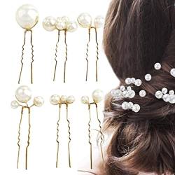 Perle Braut Haarnadeln | 6 Stück Haarnadeln in U-Form für Damen | Dekorativer Haarschmuck Elegante Haarteile für Braut, Brautjungfer, Mädchen, Frauen Bexdug von Bexdug